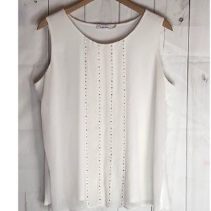 Calvin Klein Sleeveless Dress Shirt - White